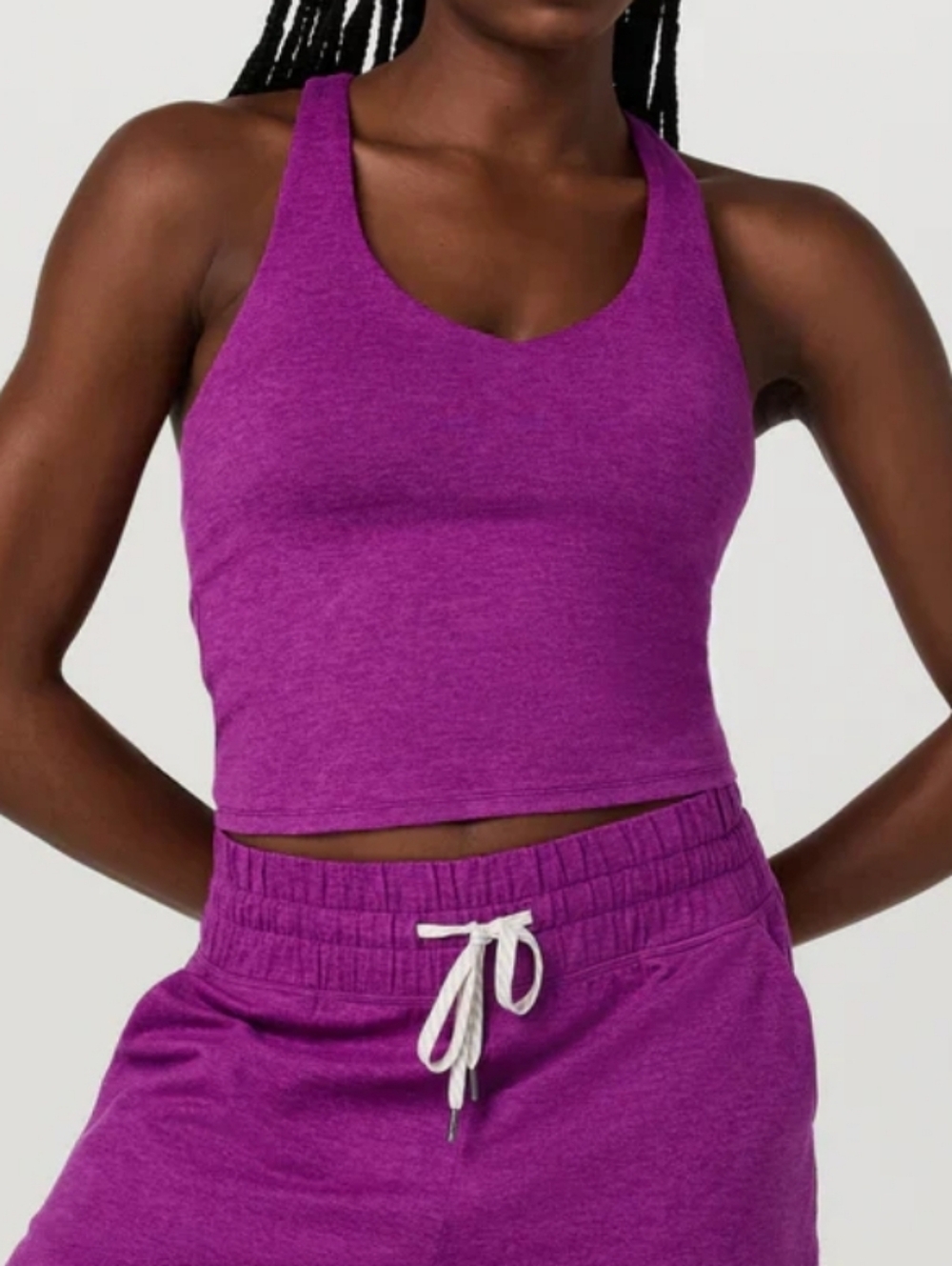 Vuori Halo Performance Crop Top Tank 2.0 Magenta Heather NWT Racerback PRICEFIRM - Picture 10 of 11